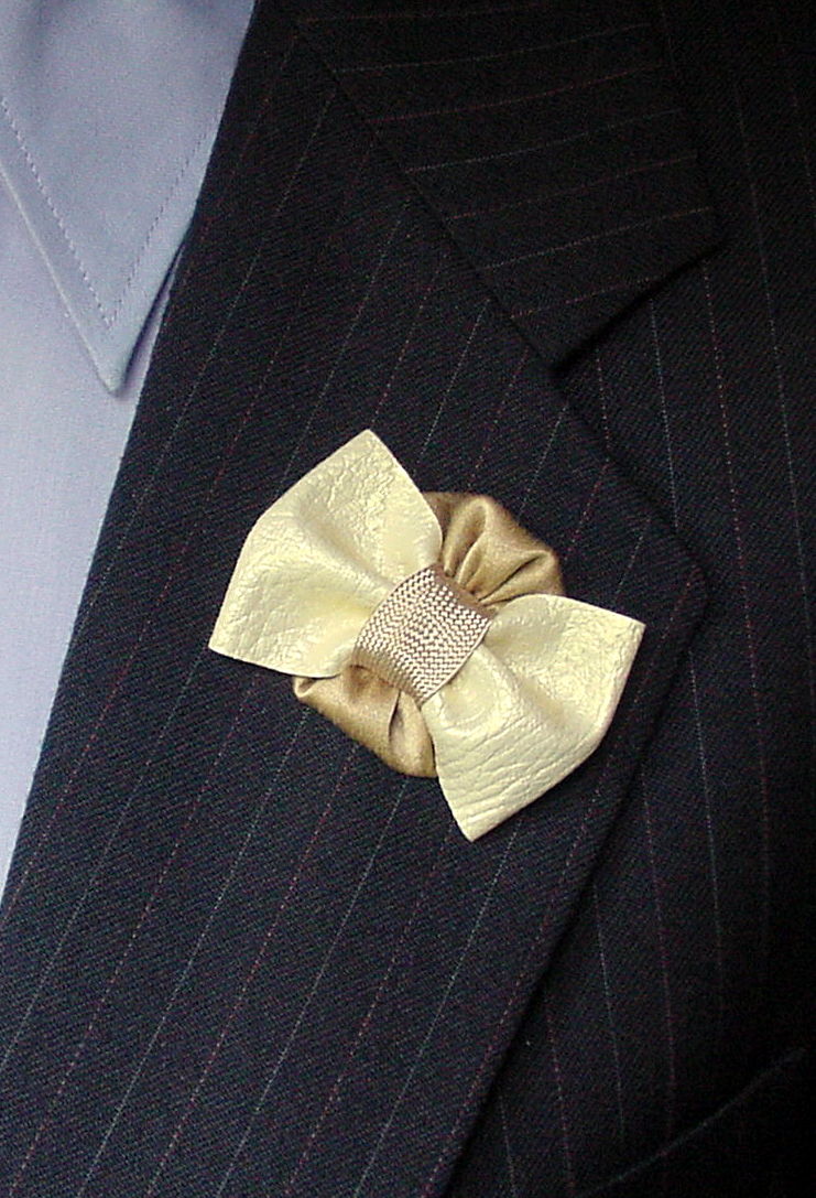 Ivory Bow Tie Boutonniere Groom Accessory,