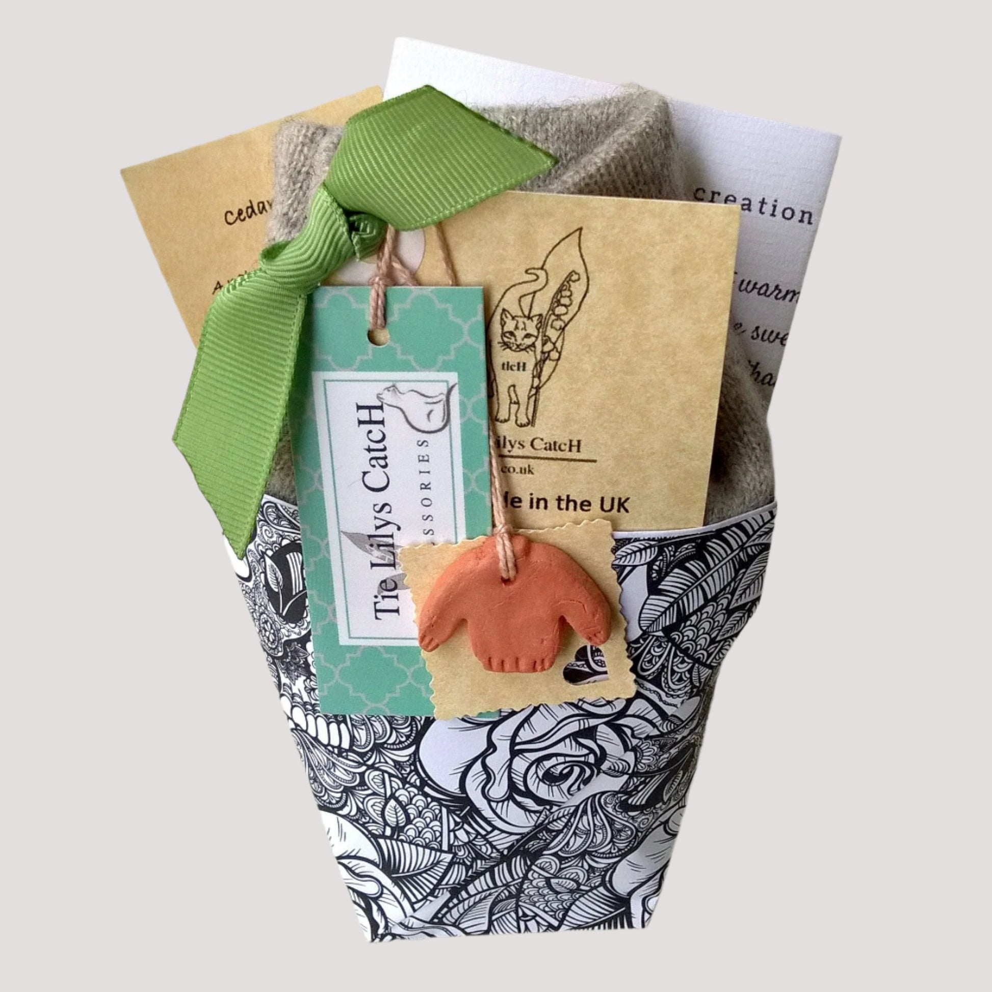 Cashmere wrist warmers packaged ready for gifting