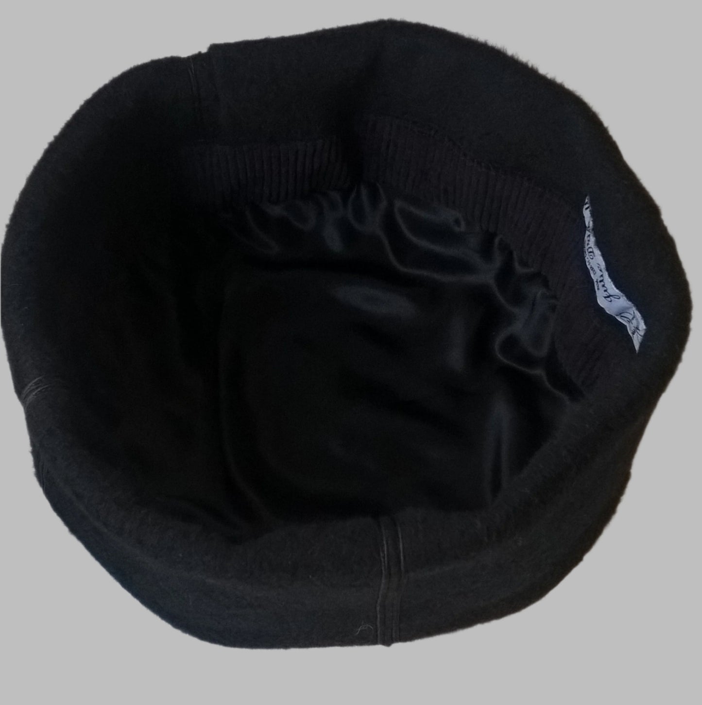 black cashmere hat with corduroy and viscose lining