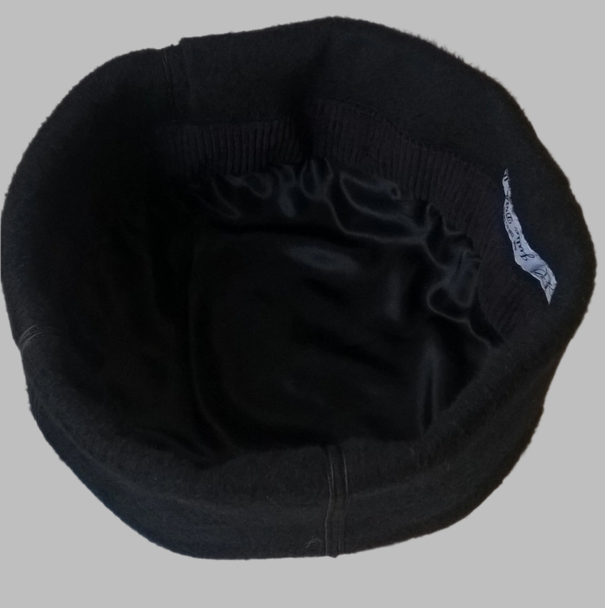 black cashmere hat with corduroy and viscose lining