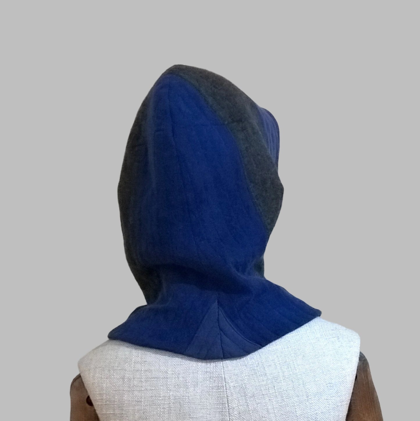 Quilted back of upcycled cashmere hood