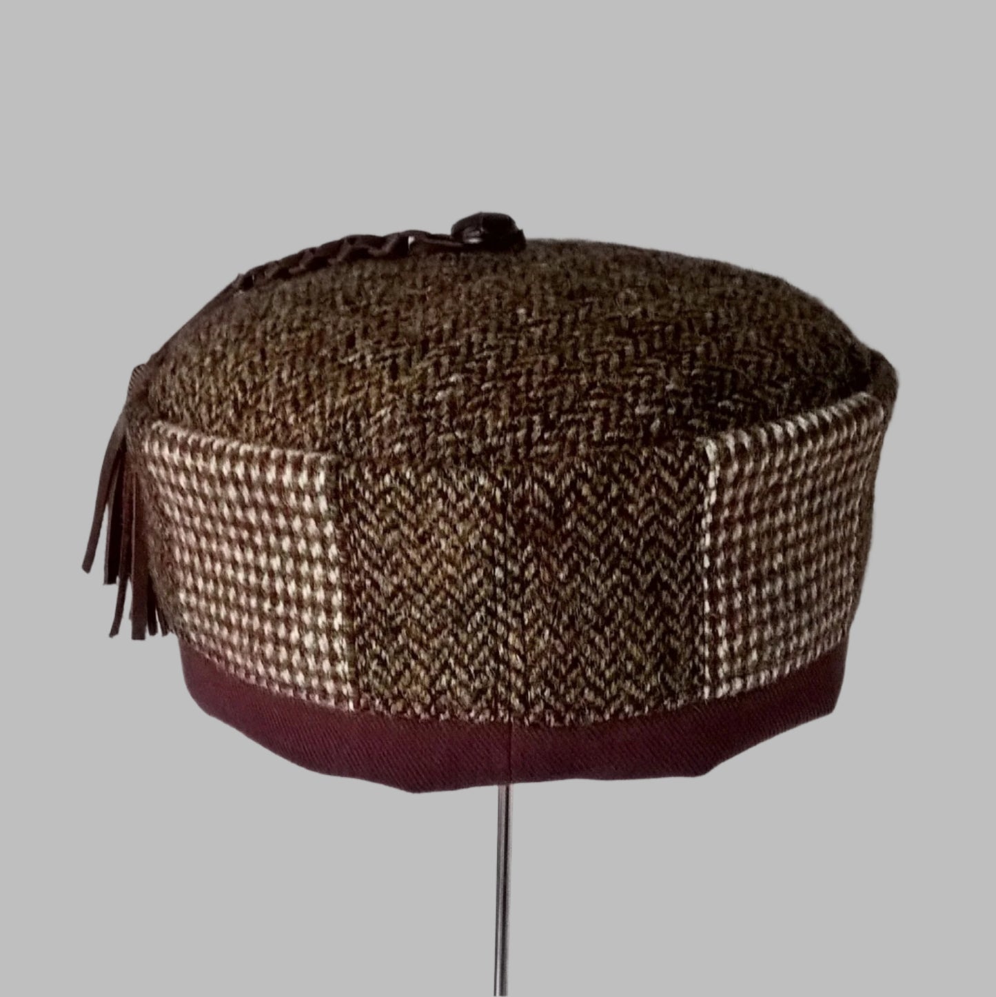 Back view of Harris Tweed smoking cap