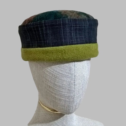 Chartreuse green Aztec patterned fleece hat