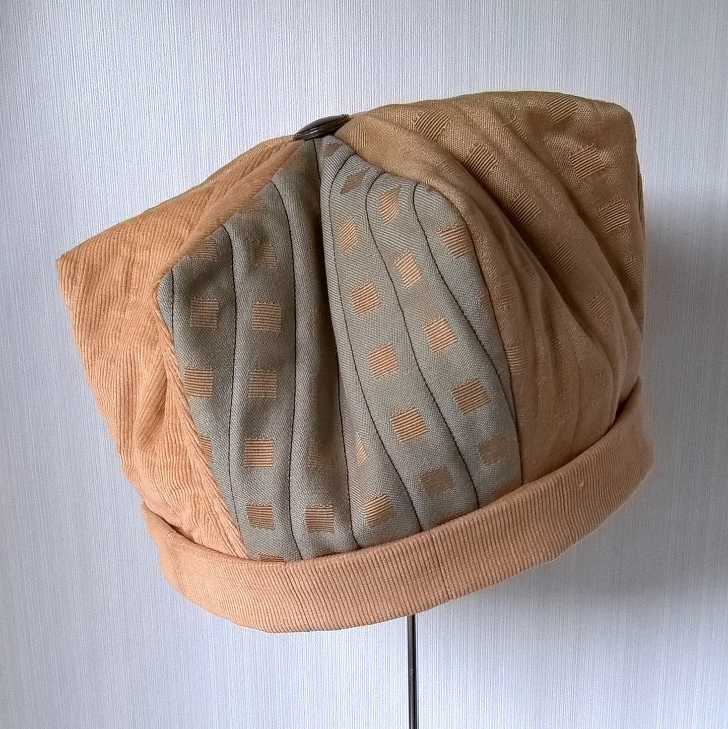 Gold and blue harlequin or jester hat