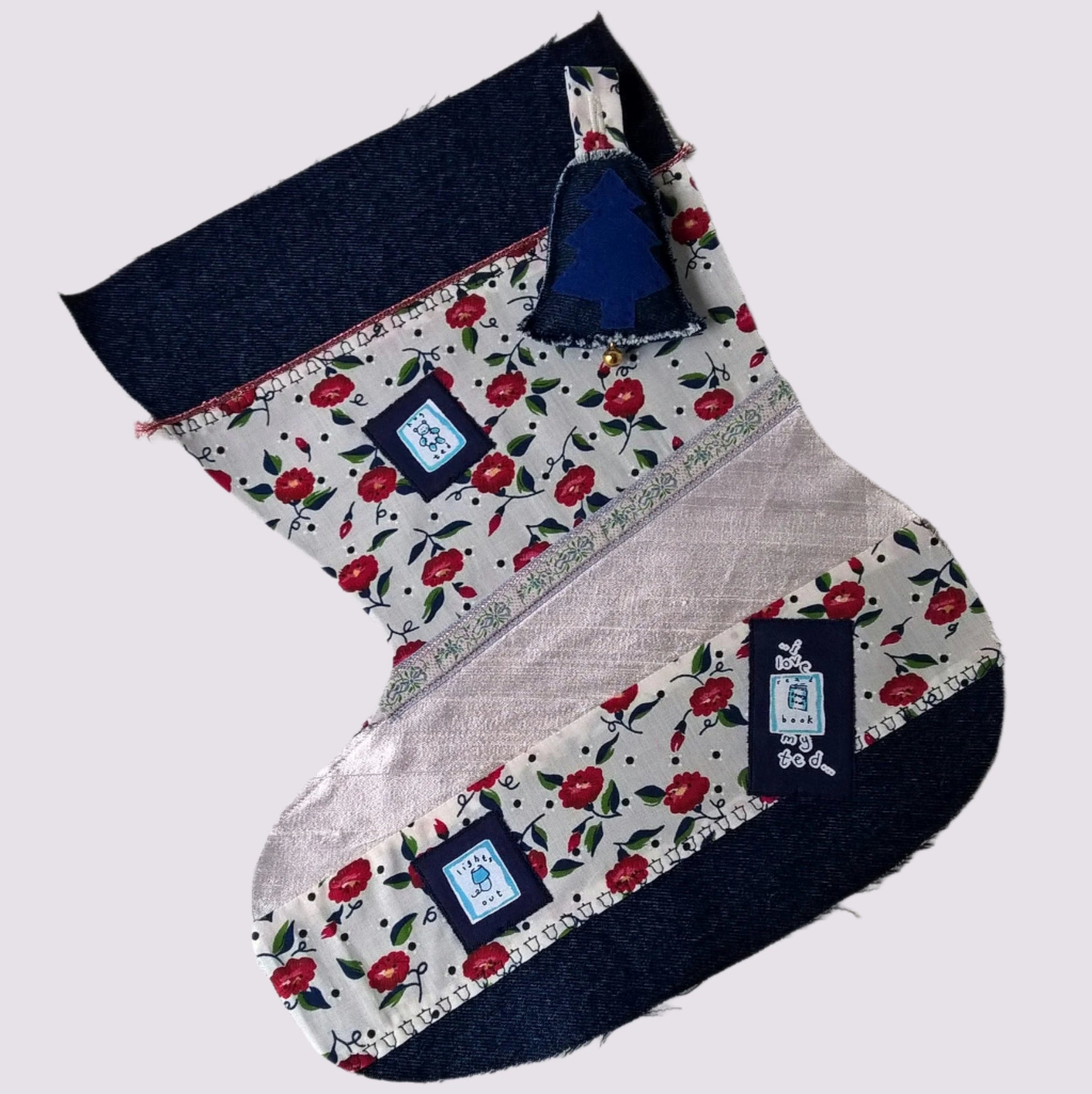 The centre panel on the stocking is pure silk, and provides the perfect base for personalized embroidered name