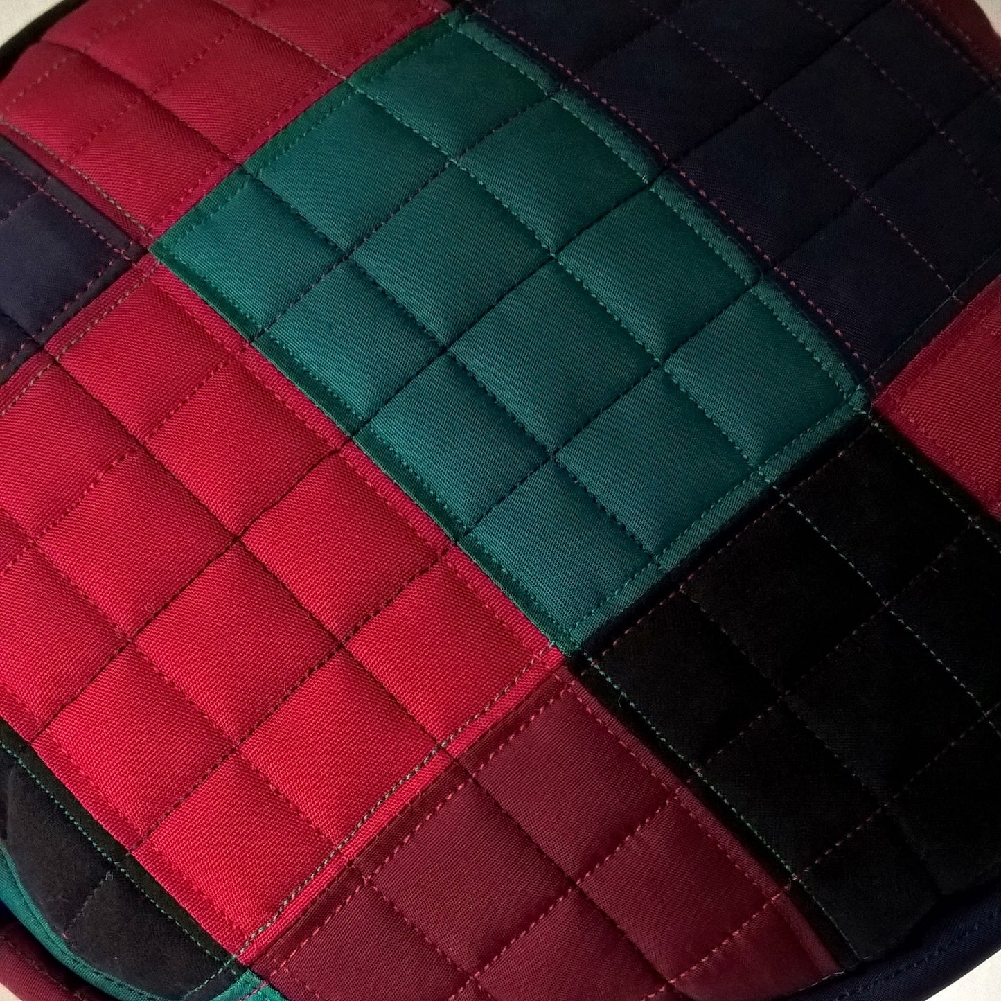 Multi Coloured Patchwork fleece lined pillbox hat