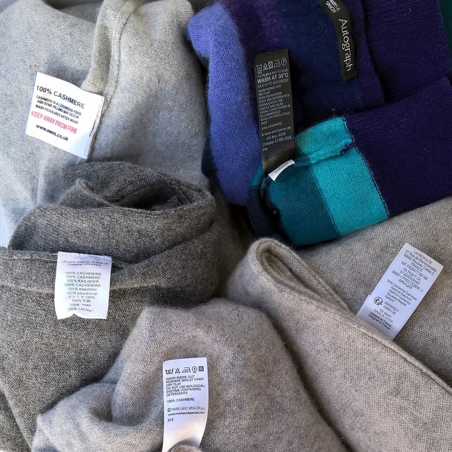 A range of pure cashmere knitwear for upcycling