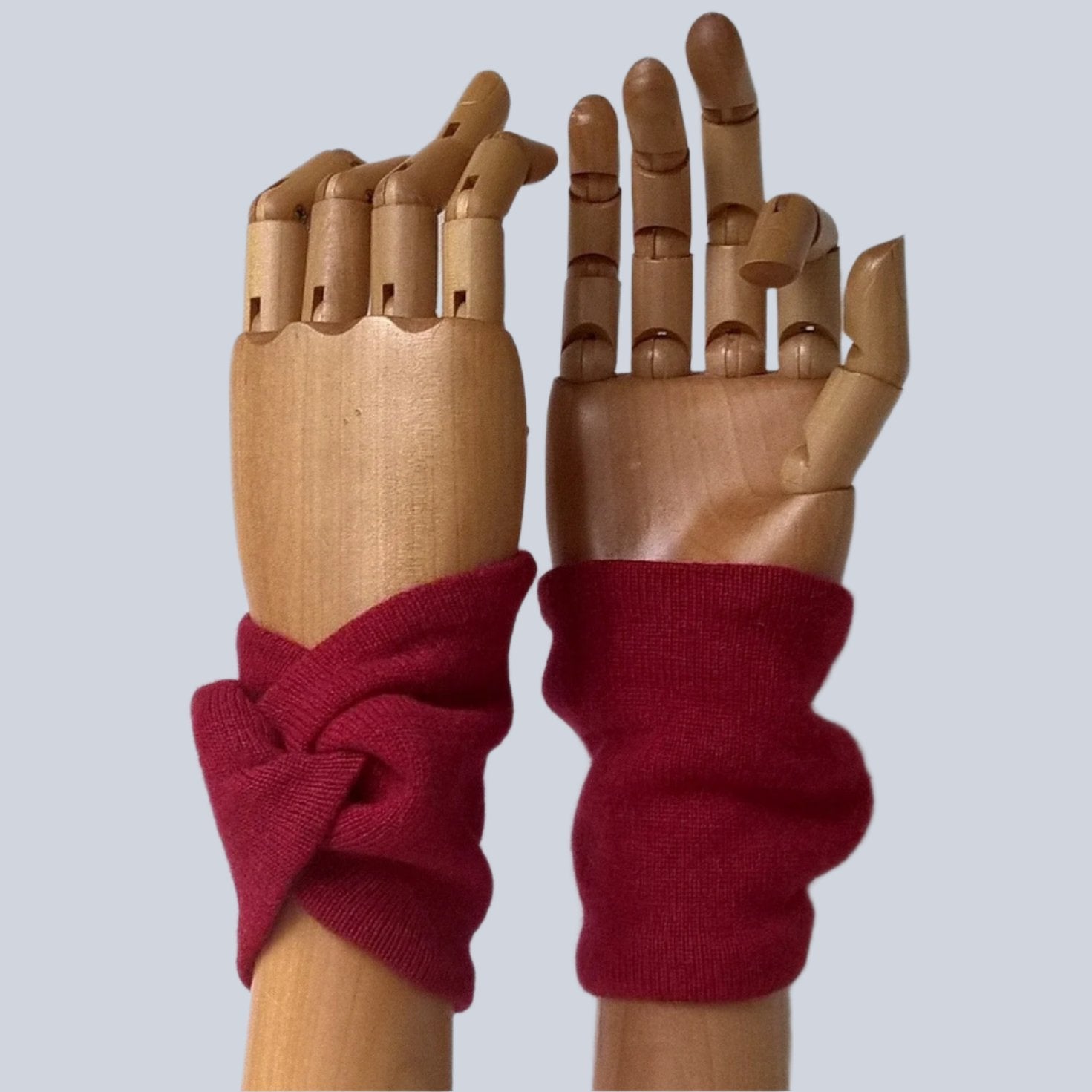 Ruby red handmade cashmere wrist warmers