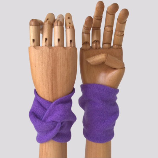 Violet cashmere wrist warmers