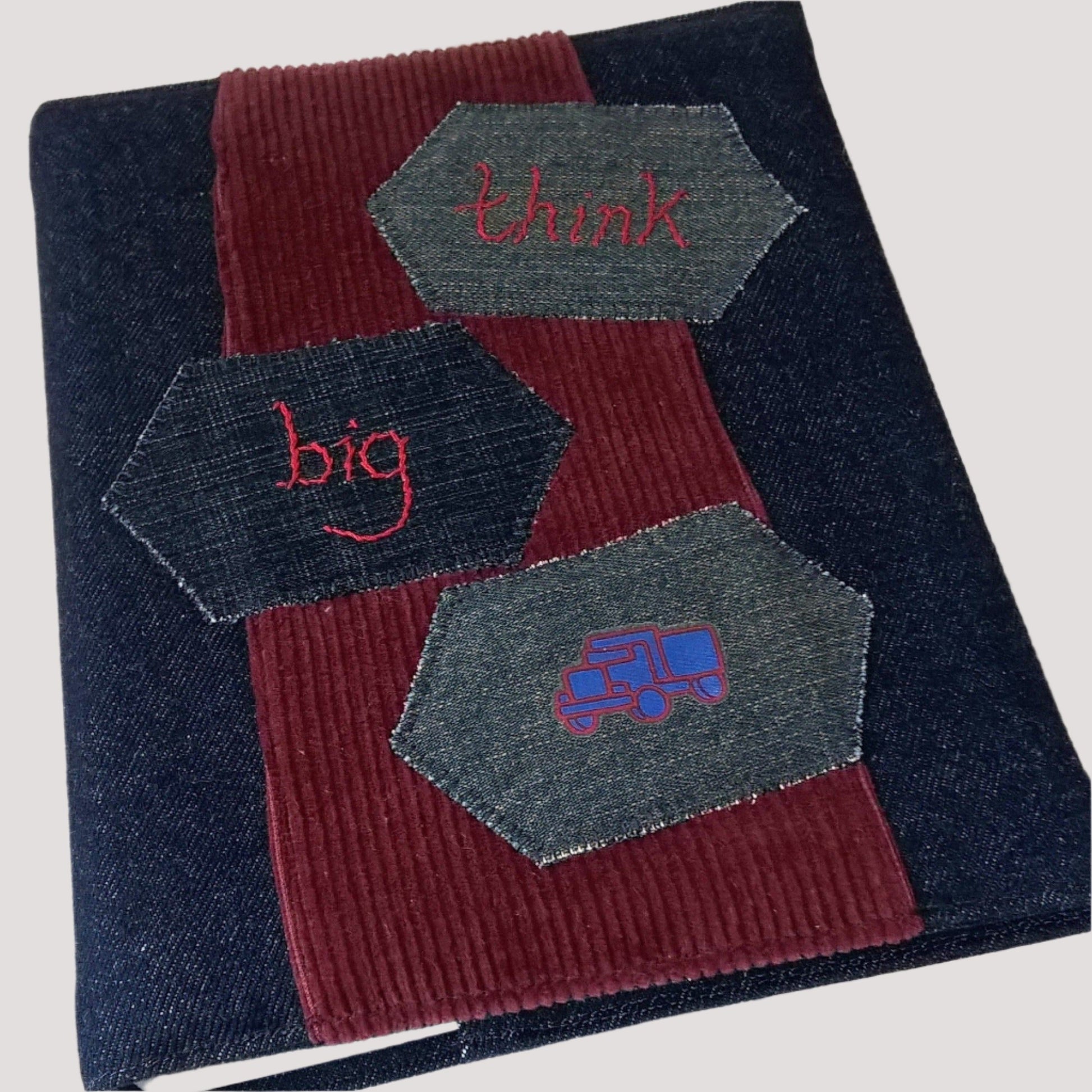 Denim patchwork A5 ring binder by FabNotes