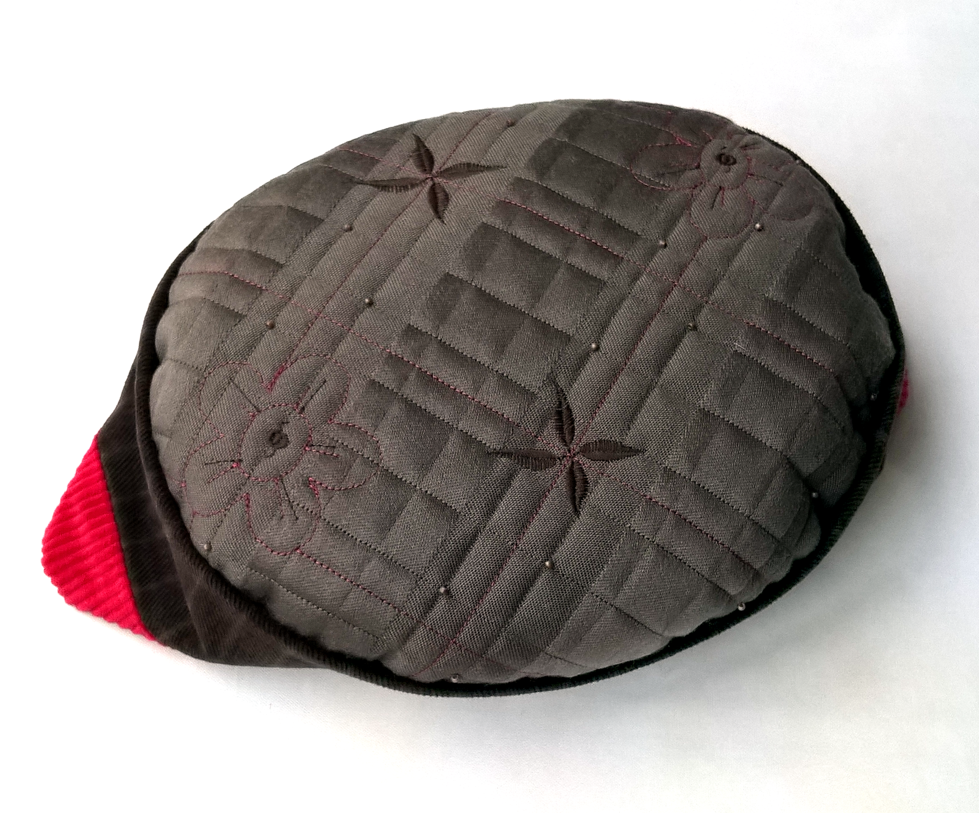 quilted and embroidered tip with beading 