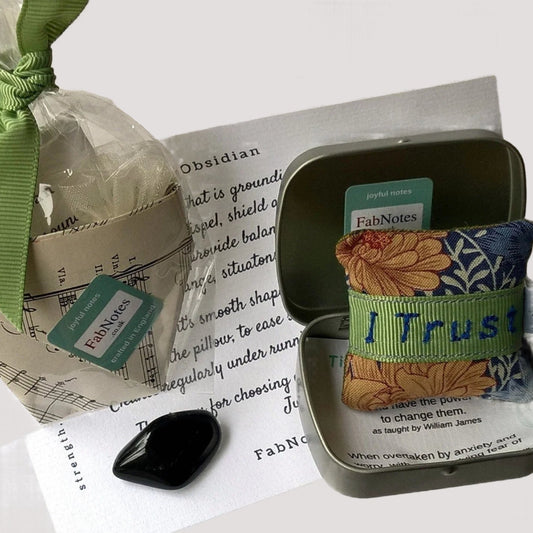 Tiny Pillow Power and Obsidian stone wellness kit by FabNotes
