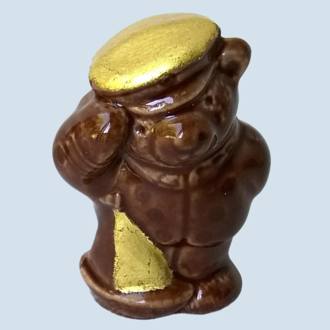 Close up of ceramic bears showing jacket detail