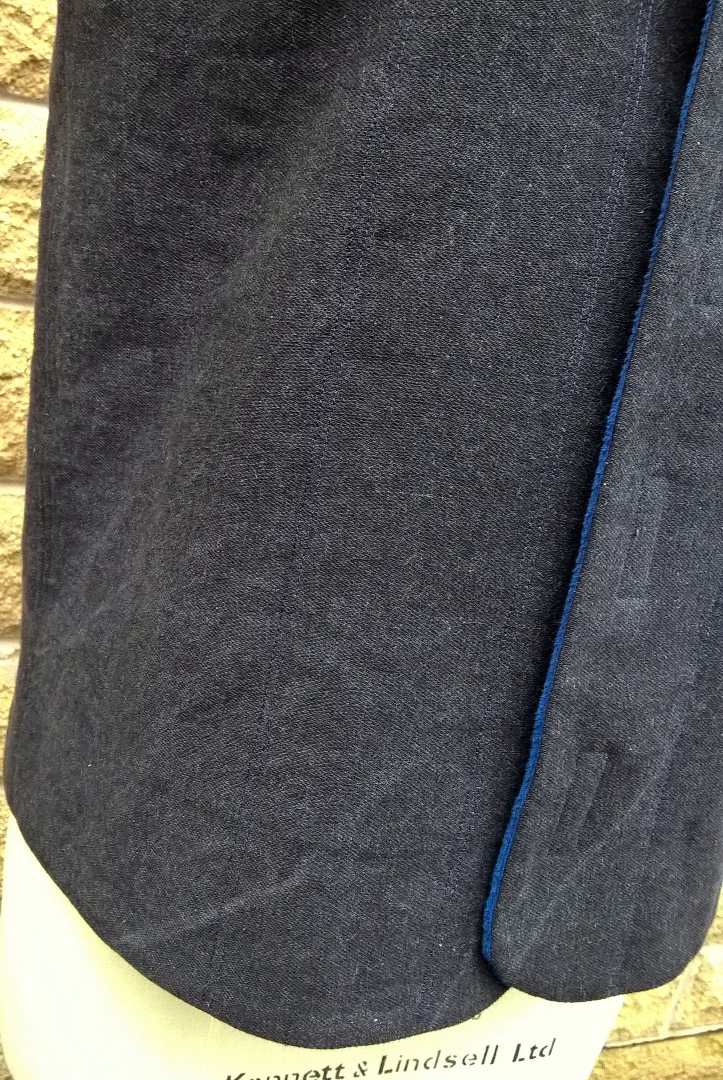 Quilted Gilet in Black denim with blue fleece lining