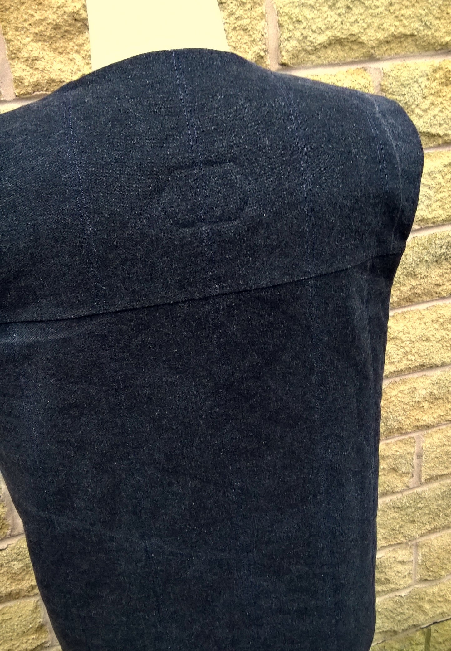 Quilted Gilet in Black denim with blue fleece lining