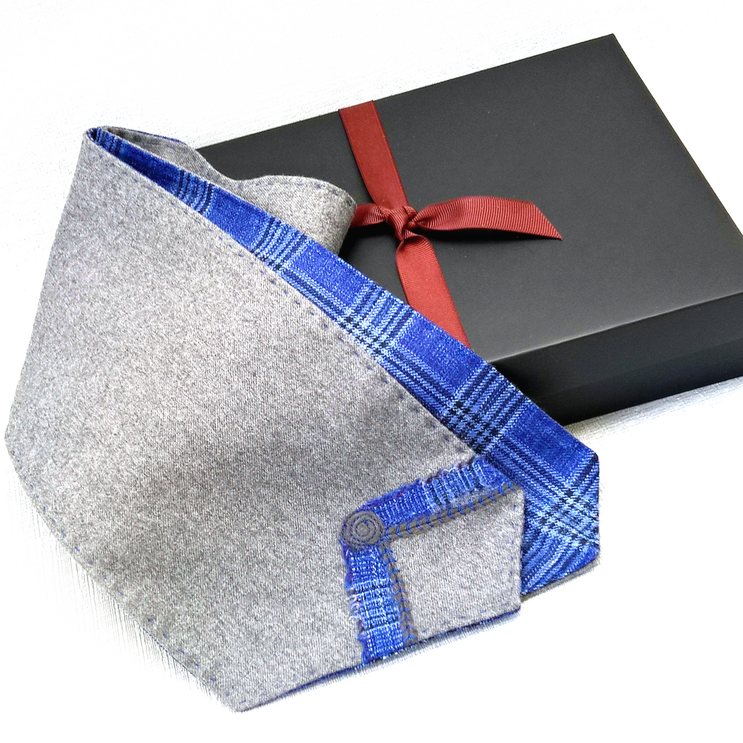 Blue and grey wool scarf with felted detail by TwiLd Capit Hog