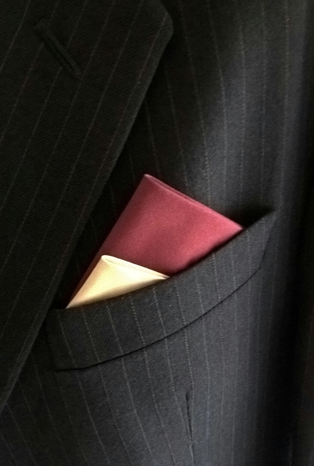 Burgundy Pre Folded Pocket Square, Mens Retro Fashion Wedding Attire.