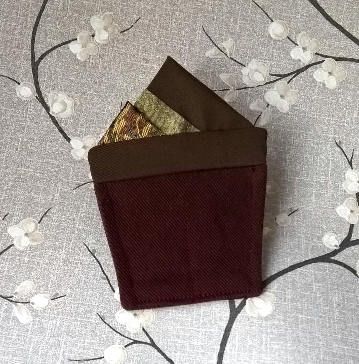 Brown and Gold Pre Folded Pocket Square, Mens Wedding Suit Handkerchief