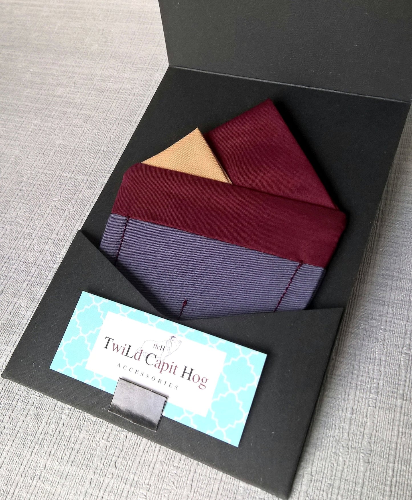 Burgundy Pre Folded Pocket Square, Mens Retro Fashion Wedding Attire.