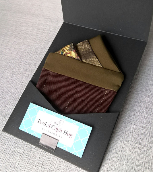 Green Pocket Square with Animal Print, Mens Fashion Pre Folded Suit Accessories