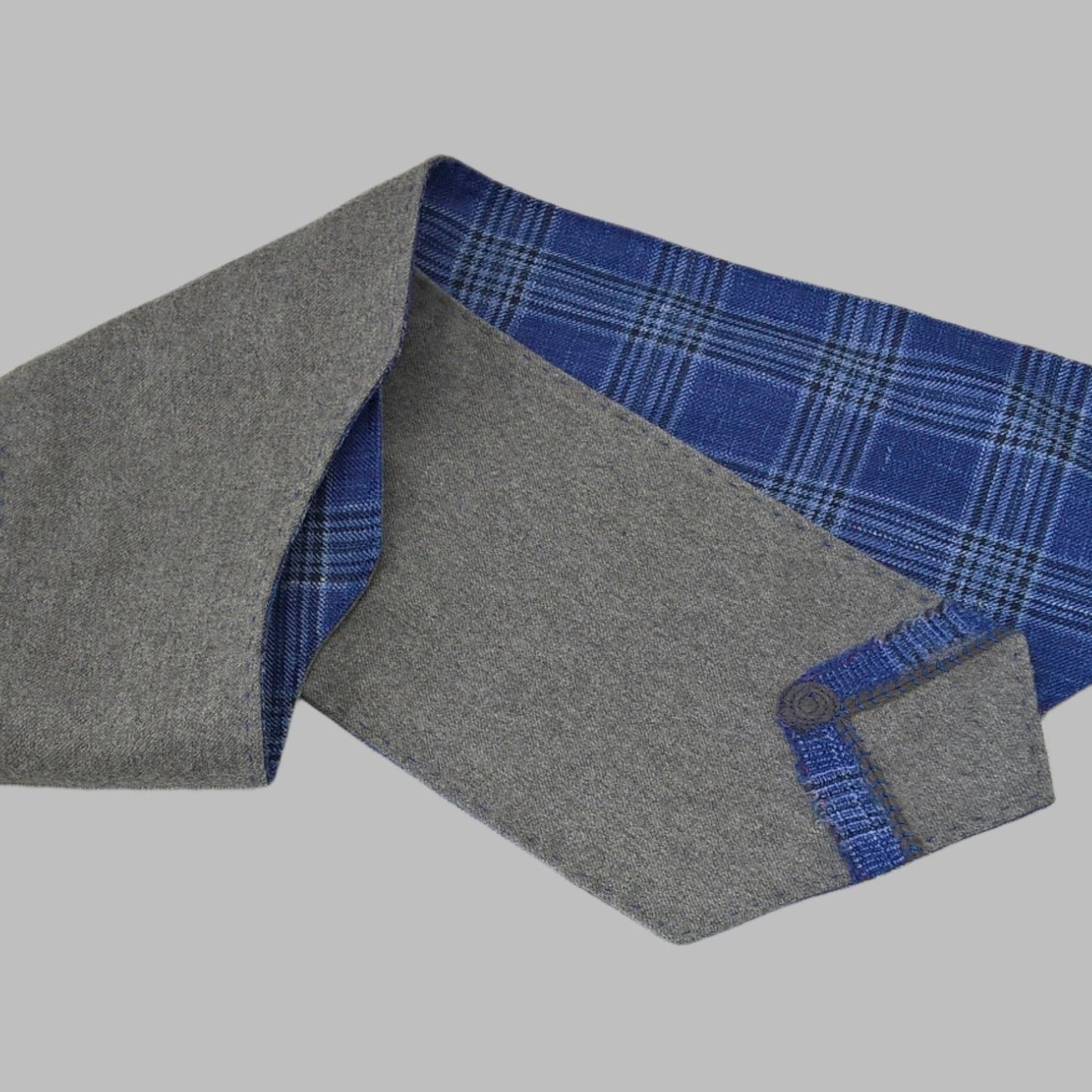 Blue & grey wool scarf with felted detail